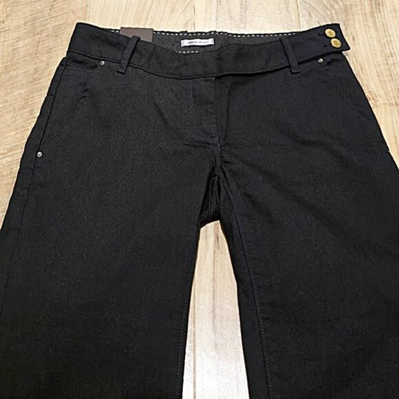 New Banana Republic Black Trouser Jeans Wide Leg Cuffed Sz 2 Womens Pants 30x31 - Picture 4 of 16